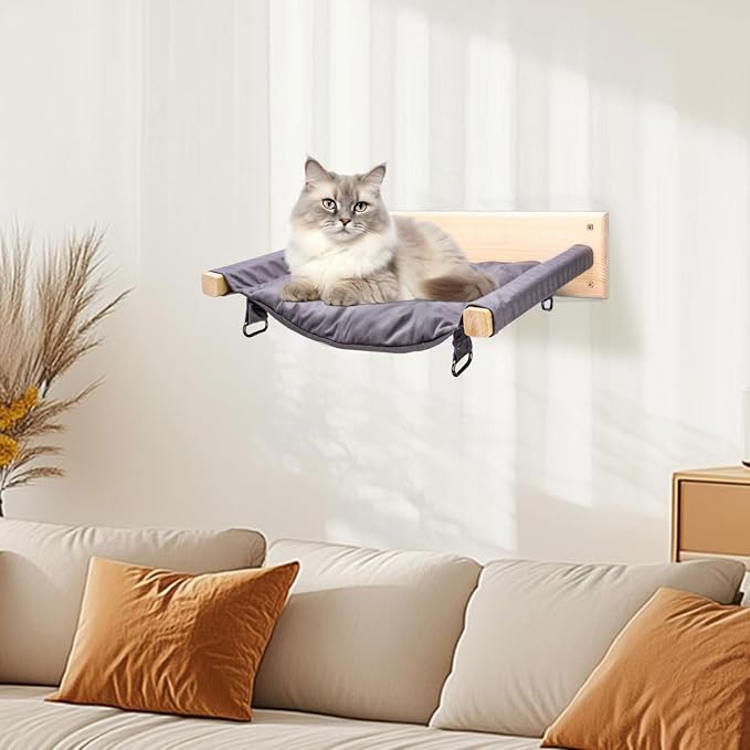 JSPYFITS Wooden Cat Wall Hammock, 18.9 x 12.6 Inch Double Layer Cat Furniture - Image 9