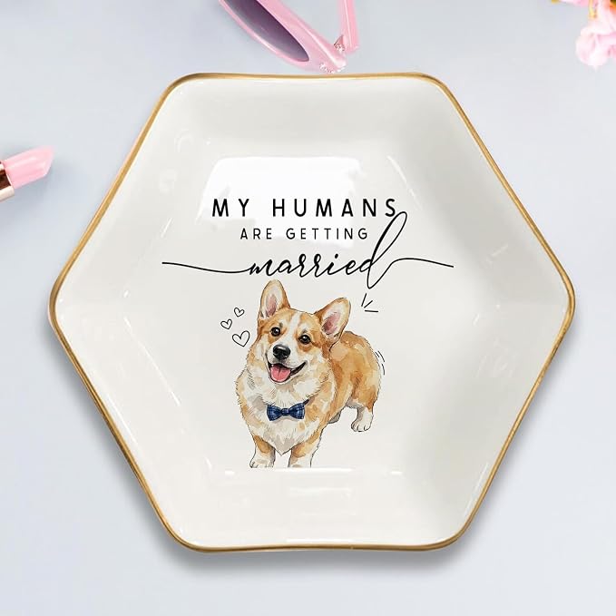 Custom Pet Portrait Watercolor Ring Dish, My Humans Are Getting Married Jewelry - Image 3