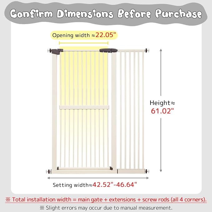 Lumizone Extra Tall Cat Gate 61.02" High Pressure Mounted Extra Wide - Image 2