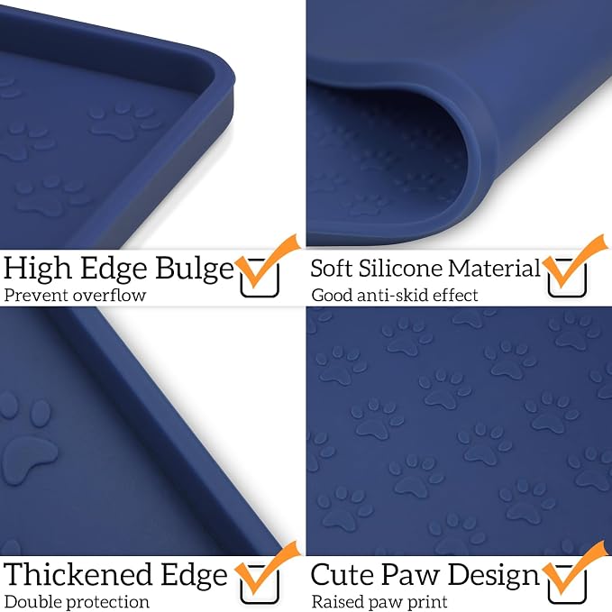 Ptlom Pet Placemat for Dog and Cat, Waterproof Non-Slip Silicone Feeding Bowl - Image 4