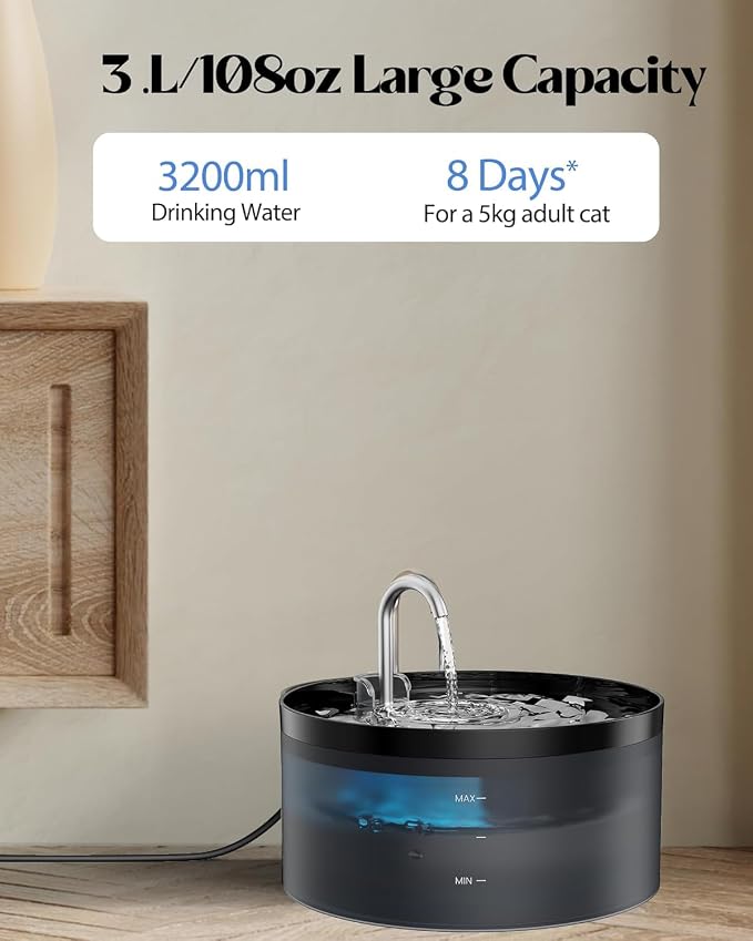 Cat Water Fountain Pet Fountain: Cat Water Dispenser - 108oz/3.2L Automatic Pet - Image 3