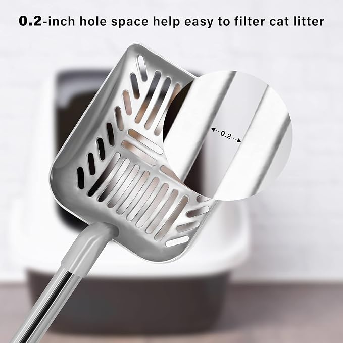 Cat Litter Scoop, Metal Long Handle Kitty Litter Coop Scooper, Heavy Duty Cats - Image 3