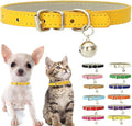 Gold XS Dog Collar with Bell, Soft Pu Leather Cat Collars Adjustable Buckle by Weimostar