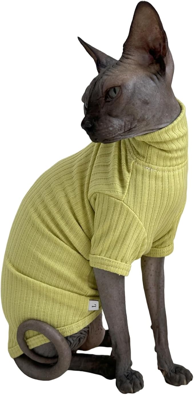 Sphynx Cats Shirt Cat Turtleneck Cotton Sweater Pullover Kitten T-Shirts - Image 2