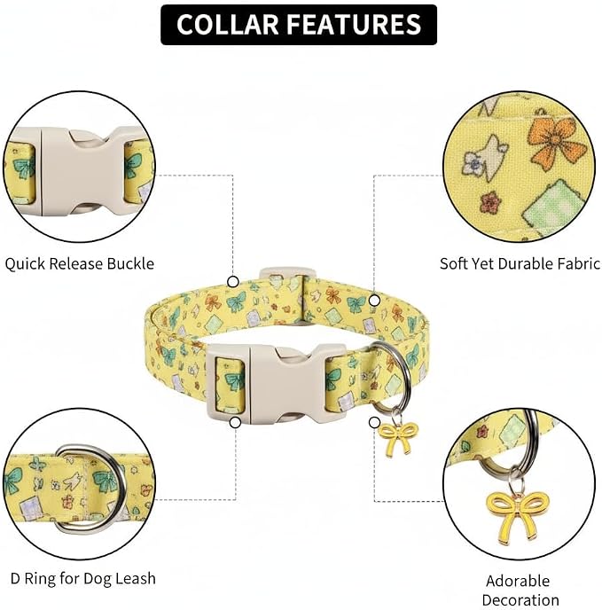 Small Dog Collar with Cute Bowtie Print, Girl Dog Collar - Image 3