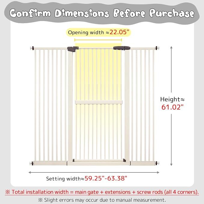 Lumizone Extra Tall Cat Gate 61.02" High Pressure Mounted Extra Wide - Image 2