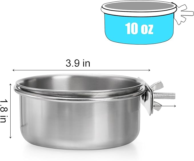 Okllen 4 Pack Bird Feeding Dish Cups, Detachable Stainless Steel Bird Food Bowls - Image 2