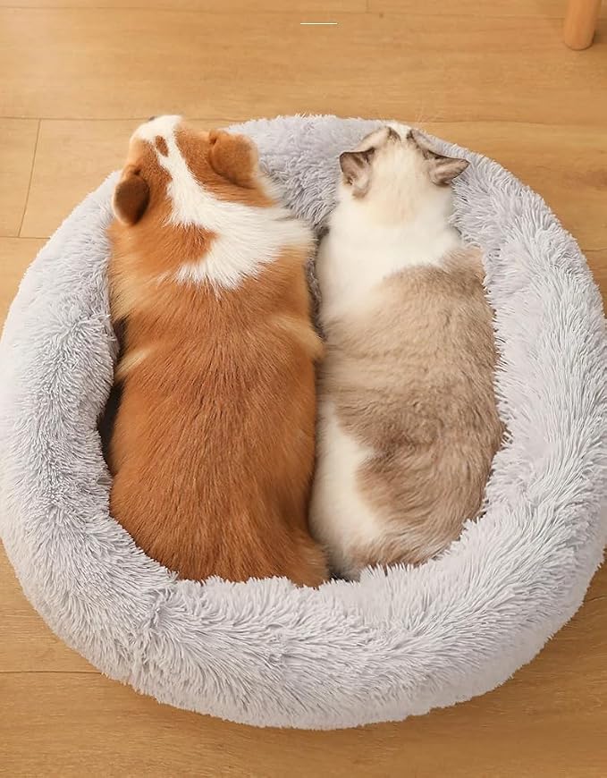 Original Calming Donut Dog and Cat Bed in Shag Fur, Dog Beds - Image 6