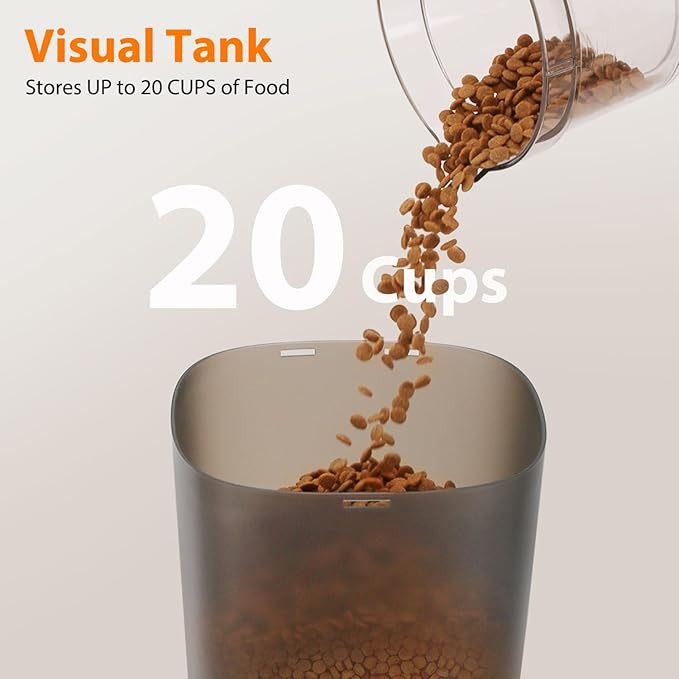 Automatic Cat Feeder and Water Dispenser Set, 5L/20 Cups Timed Cat Dry Food - Image 3