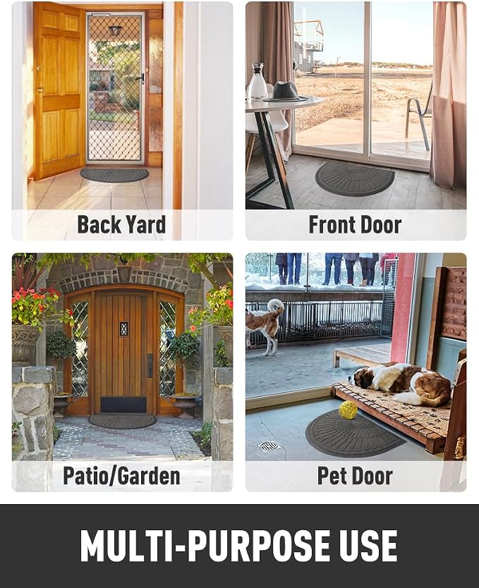 tchdio Door Mat Outdoor Indoor Entrance Doormat-Semicircular Durable Rubber Non - Image 7