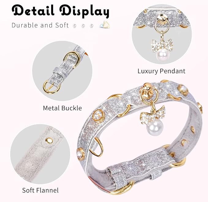 PetsHome Cat Collar, Dog Collar, PU Leather Adjustable Pet Collar - Image 4