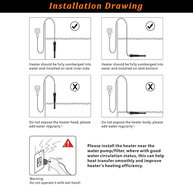 PULACO 300Watt Aquarium Heater for 50-70 Gallon Fish Tank, Adjustable - Image 5