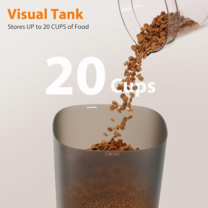 Automatic Cat Feeder and Water Fountain, 5L/20 Cups Timed Cat Dry Food Dispenser - Image 4