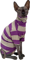 Vintage Stripes Sphynx Hairless Cats Shirt Cotton Cat Turtleneck Pet Clothes by Kitipcoo