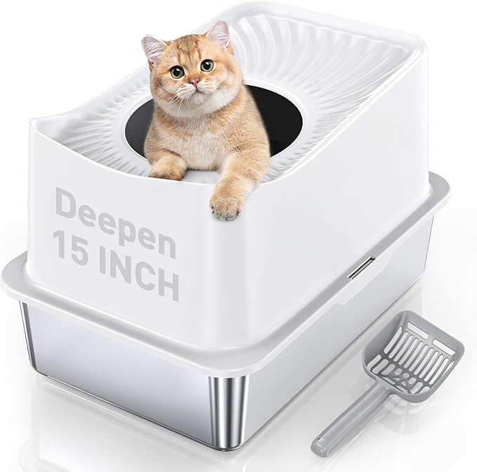 Stainless Steel Cat Litter Box, Large Top Entry Litter Box by CatLitterBox