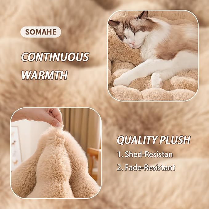 Self-Warming Cat Bed, Plush Faux Fur Pet Bed Mat - Image 7