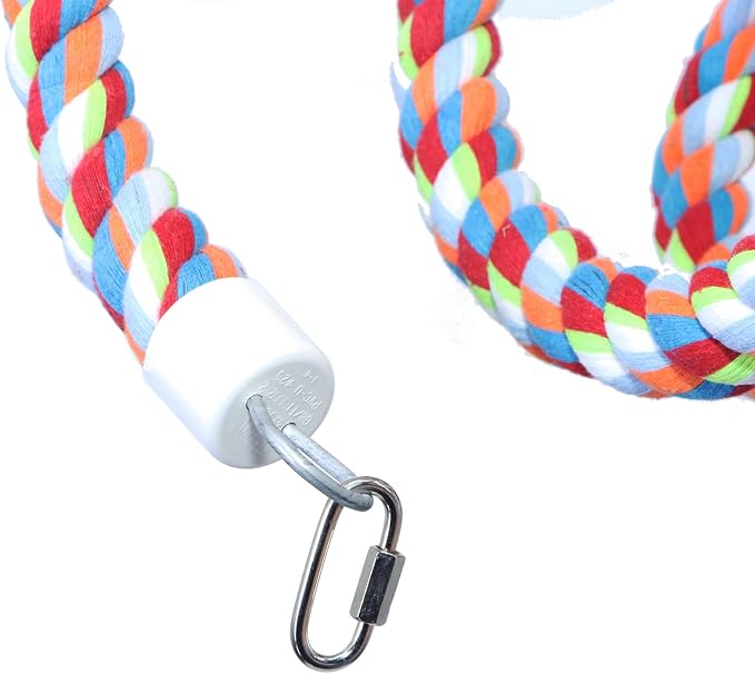 Rope Bungee Perch Bird, 118inch Kintor Pure Natural Colorful Bead Cage Chewing - Image 6