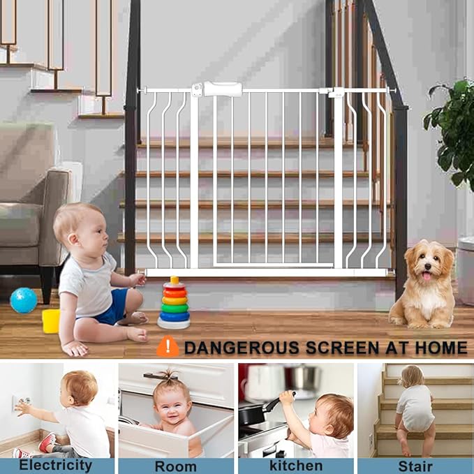 Extra Wide Baby Gates 48-53 Inch Child Dog Pet Gate Indoor Adjustable Safety - Image 8