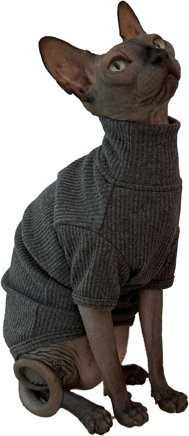 Sphynx Cats Shirt Cat Turtleneck Cotton Sweater Pullover Kitten T-Shirts by Kitipcoo
