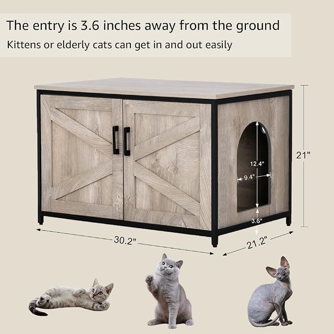 unipaws Top Opening Cat Litter Box Enclosure, Flip Top XL Extra Large Cat Box - Image 6