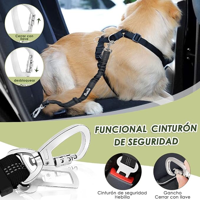 SlowTon Dog Seat Belt Harness for Car, Dog Car Harness Adjustable Mesh - Image 4