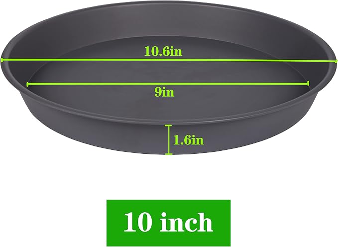 6 Pack of 10 inch Plant Saucer Gray, Heavy Duty Plastic Plant Saucer 10 inch - Image 2