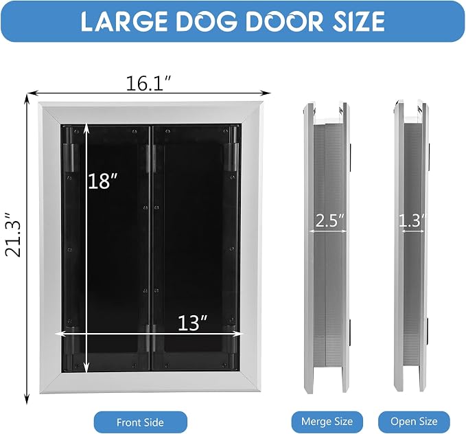 Large Dog Door, Weatherproof Aluminum Dog Door - Image 3