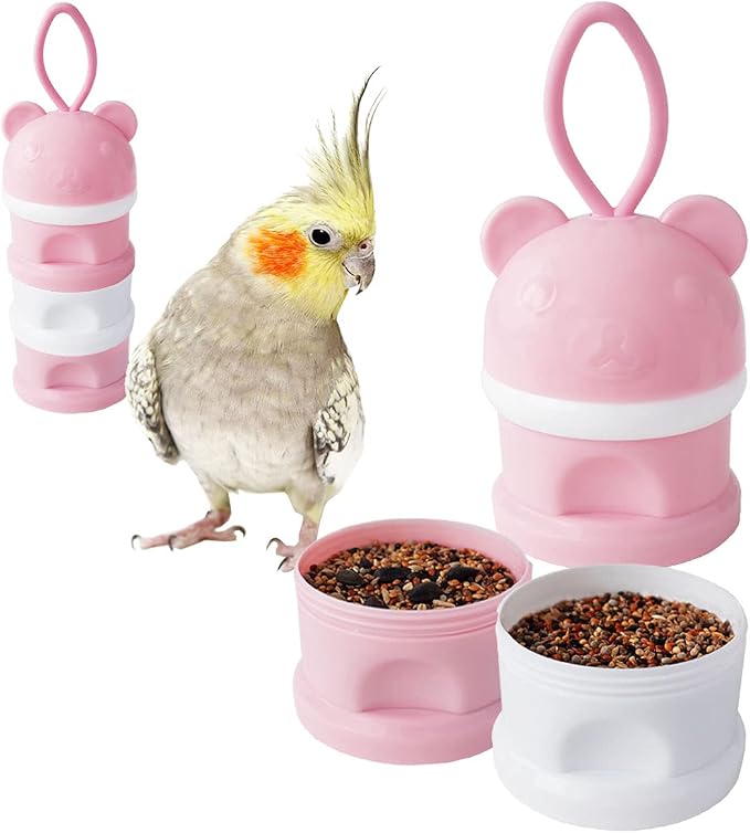 Portable Bird Feeder Cups Bird Food Water Treat Box Parrot Food Storage by FOIBURELY