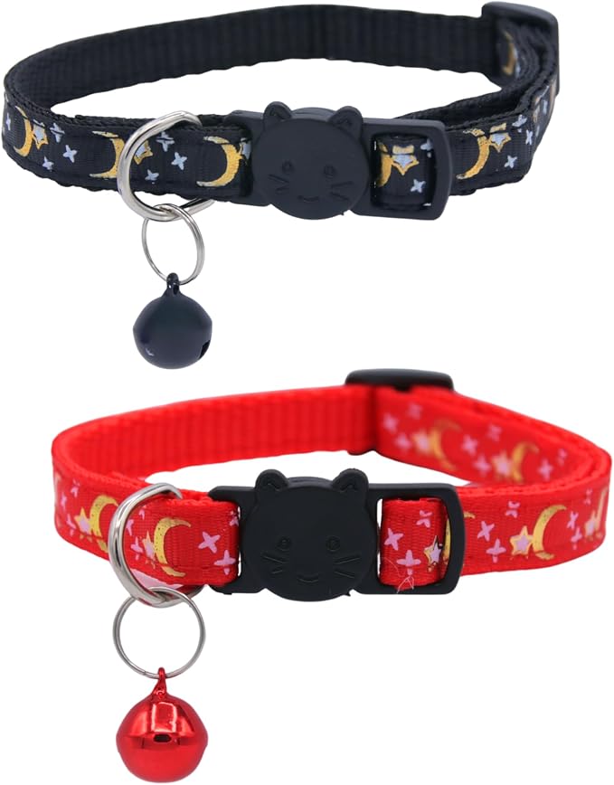 Set of 2: KioKatt Celestial Nylon Cat Collars by Kiokatt