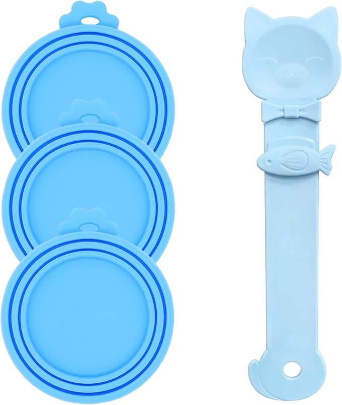 Cat Treat Spoon & 3 Pcs Can Lids | Cat Strip Feeder Squeeze by DORUI