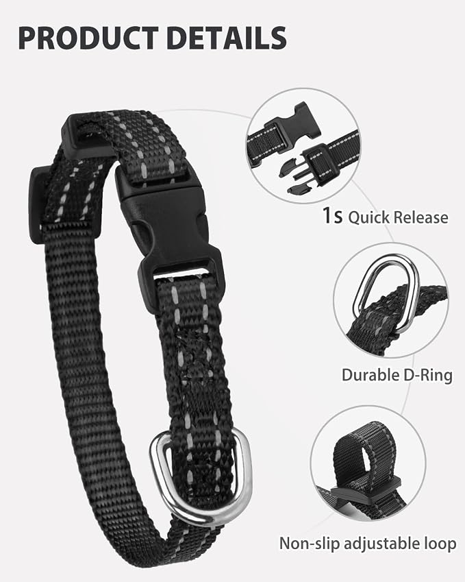 Joytale Small Dog Collar, Reflective and Adjustable Nylon Collar - Image 4