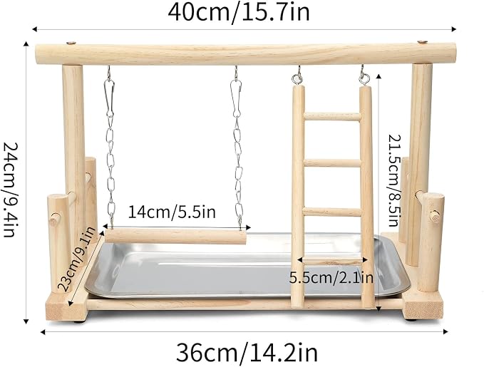 Natural Wood Bird Playground Parrot Perch Playstand Play Gym Stand Playpen - Image 6