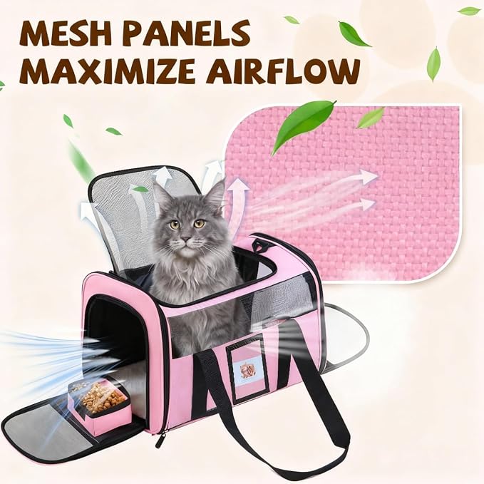 Soft Cat Carrier for Pets Up to 15 lbs, TSA Approved for Airline in-Cabin - Image 4