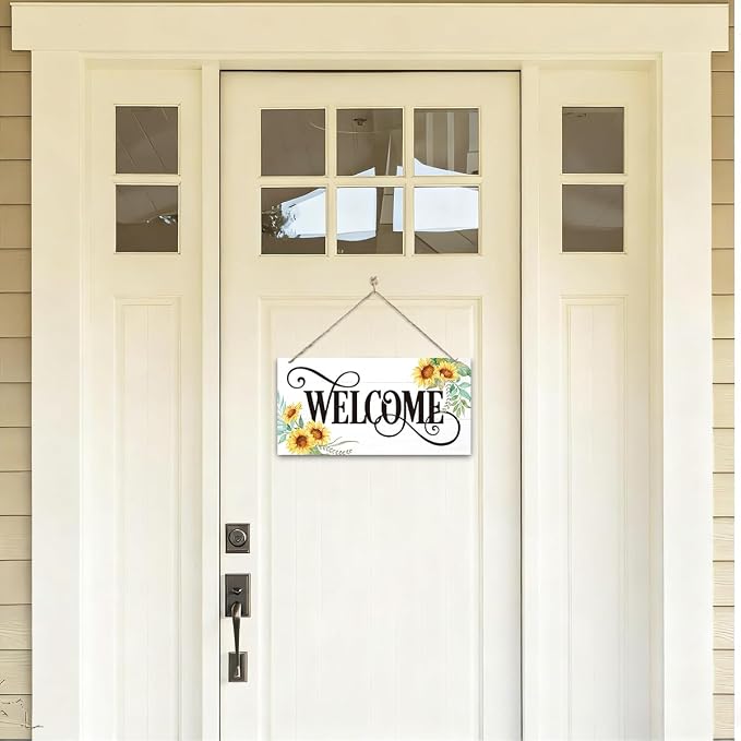 Welcome Sign for Front Door, Welcome Decor Wooden Hanging Sign for Wall Decor - Image 4