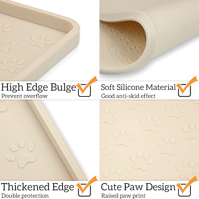Ptlom Silicone Pet Placemat for Dog and Cat, Waterproof Anti-Slip Pet Feeding - Image 4