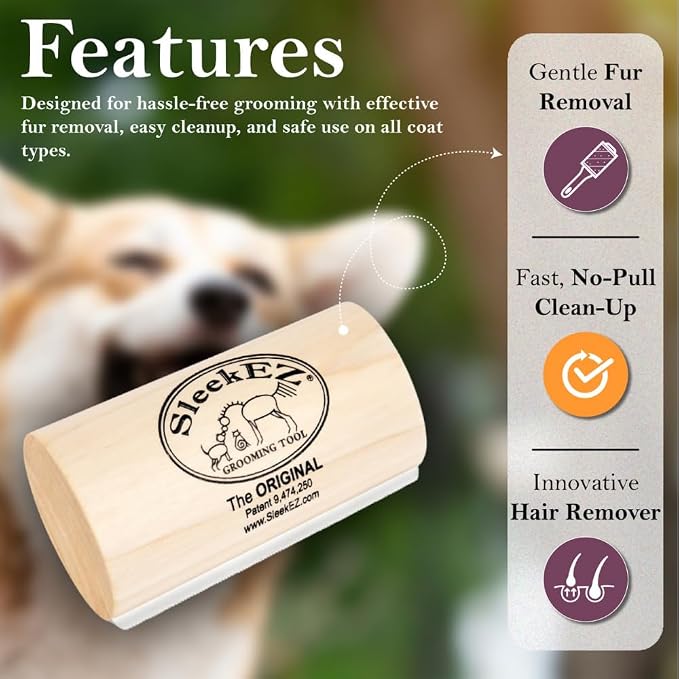 SleekEZ Dog Brush for Shedding & Dog Grooming Supplies | Pet Hair Removal Tool - Image 3