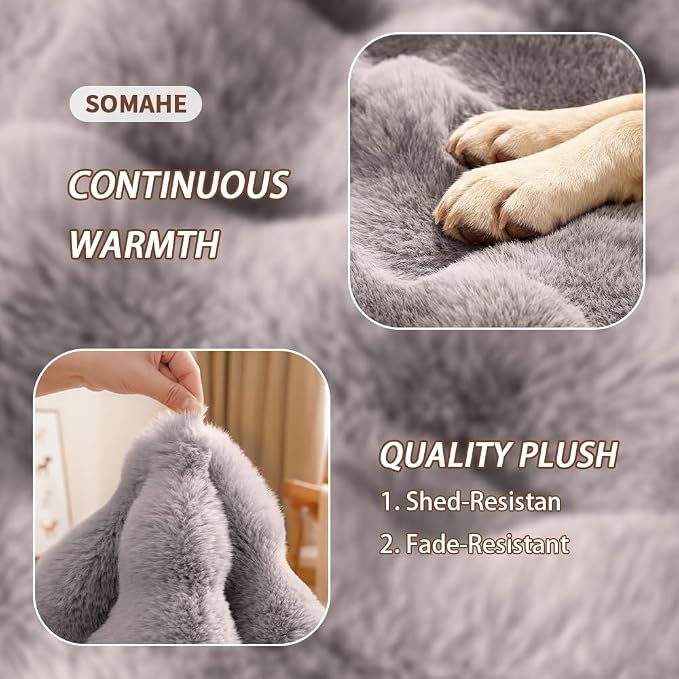 Self-Warming Cat Bed, Plush Faux Fur Pet Bed Mat - Image 7