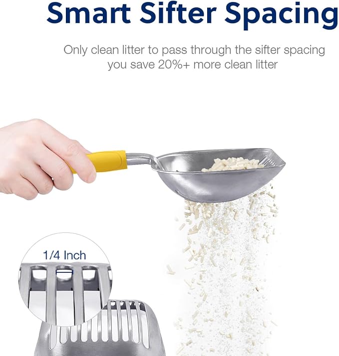 WePet Cat Litter Scoop, Aluminum Alloy Sifter, Kitty Metal Scooper, Deep Shovel - Image 4