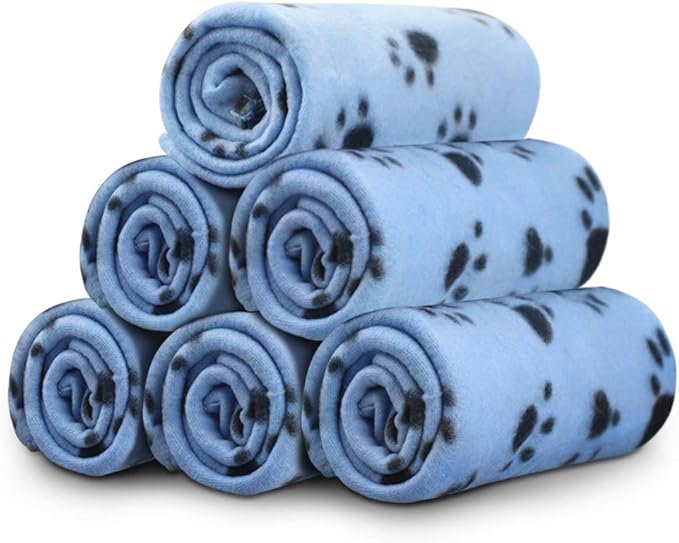 Comsmart Dog Blankets for Small Dogs, 6 Pack Puppy Blanket Cute Paw Print Pet by Comsmart