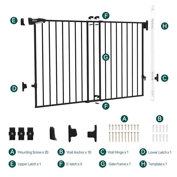Babelio 31.5-55" No Bottom Bar Baby Gate Extra Wide, 2-in-1 Auto Close Dog Gate - Image 6