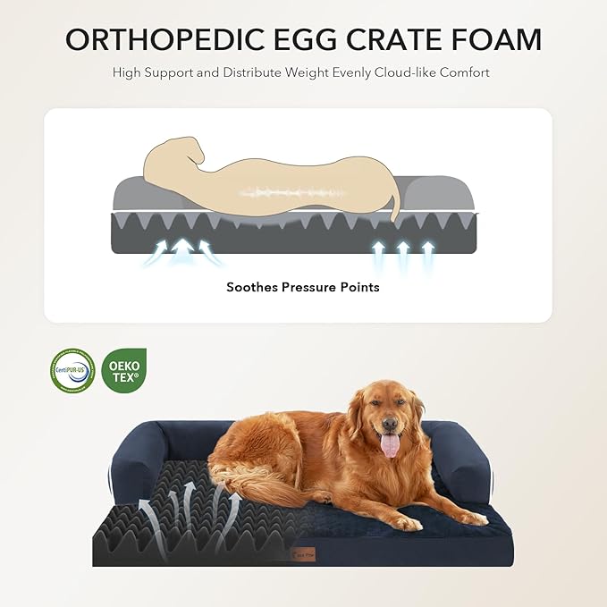 Orthopedic Dog Beds for Extra Large Dogs, Waterproof Egg Crate Foam XL Dog Bed - Image 2