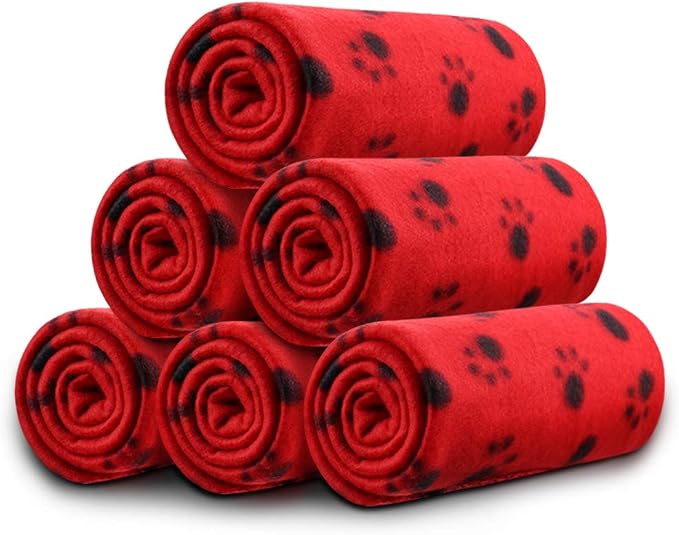 Comsmart Dog Blankets for Small Dogs, 6 Pack Puppy Blanket Cute Paw Print Pet by Comsmart