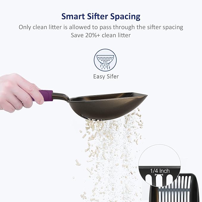 WePet Cat Litter Scoop, Non-Stick Plated Aluminum Alloy Sifter, Kitty Durable - Image 6