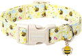 DOGWONG Spring Summer Dog Collar- Bee Flower Dog Collar, Adjustable Soft Girl by DOGWONG