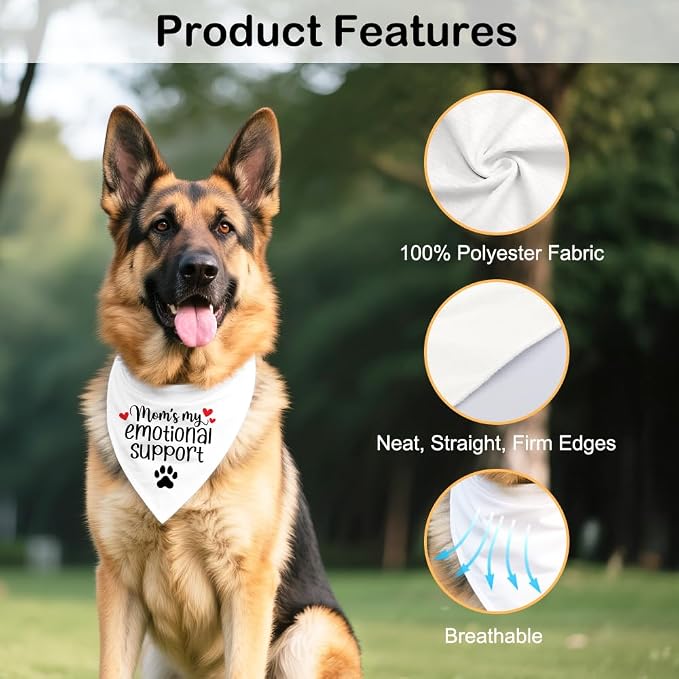 Mom’s My Emotional Support White Dog Bandana, Decor Accessories - Image 3