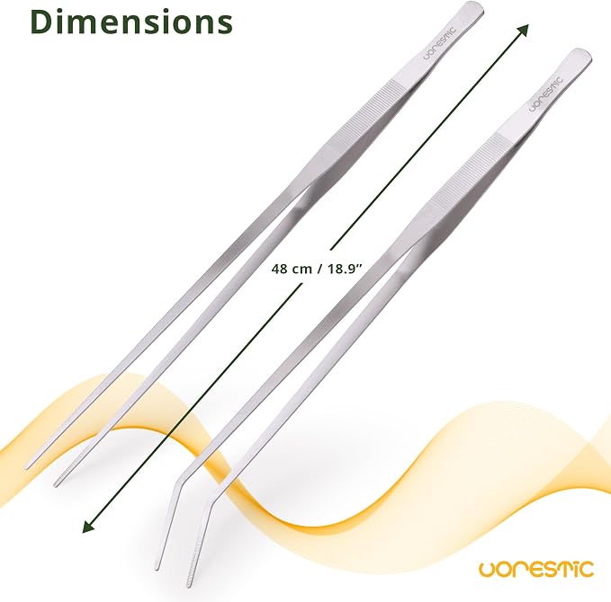 VORESTIC Straight and Curved Aquarium Tweezers Set 18 Inch, Stainless Steel - Image 2