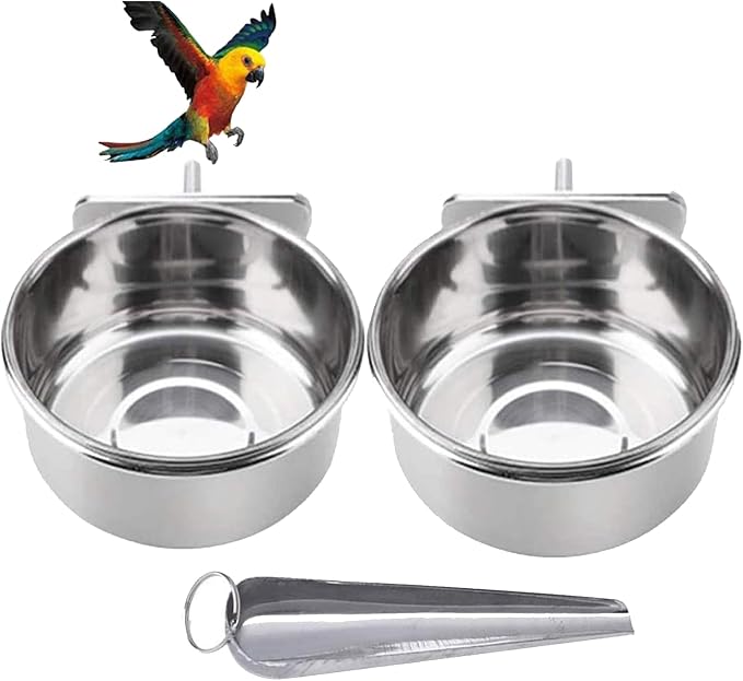 Parrot Feeding Bowls, Bird Cage Cups Holder by Tfwadmx
