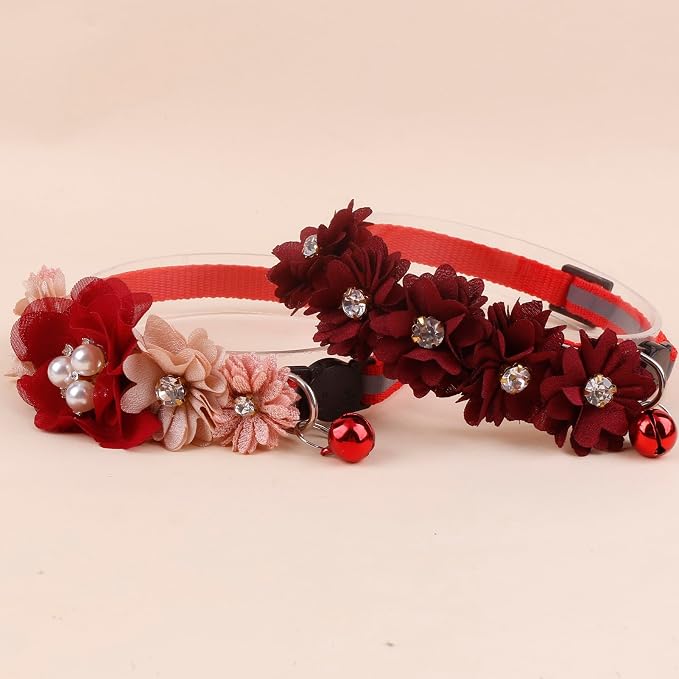2 Pack Cat Collar Pink Floral - Image 3