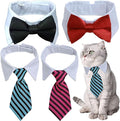 4 Pieces Pets Dog Cat Bowtie Pet Costume Adjustable Formal Necktie Collar by Yosbabe