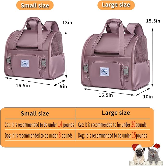 Pet Backpack Carrier for Small Dogs Medium Cats, Breathable and Collapsible - Image 2